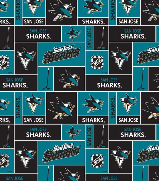 San Jose Sharks Fleece Fabric Block