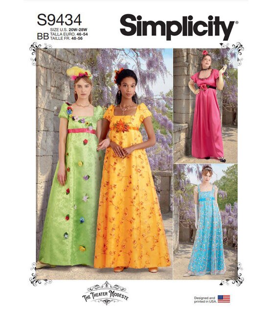 Simplicity S9434 Size 20W to 28W Misses & Women's Costume Sewing Pattern