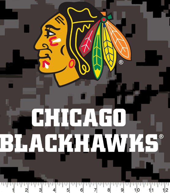 Chicago Blackhawks Fleece Fabric Digital Camouflage, , hi-res, image 2