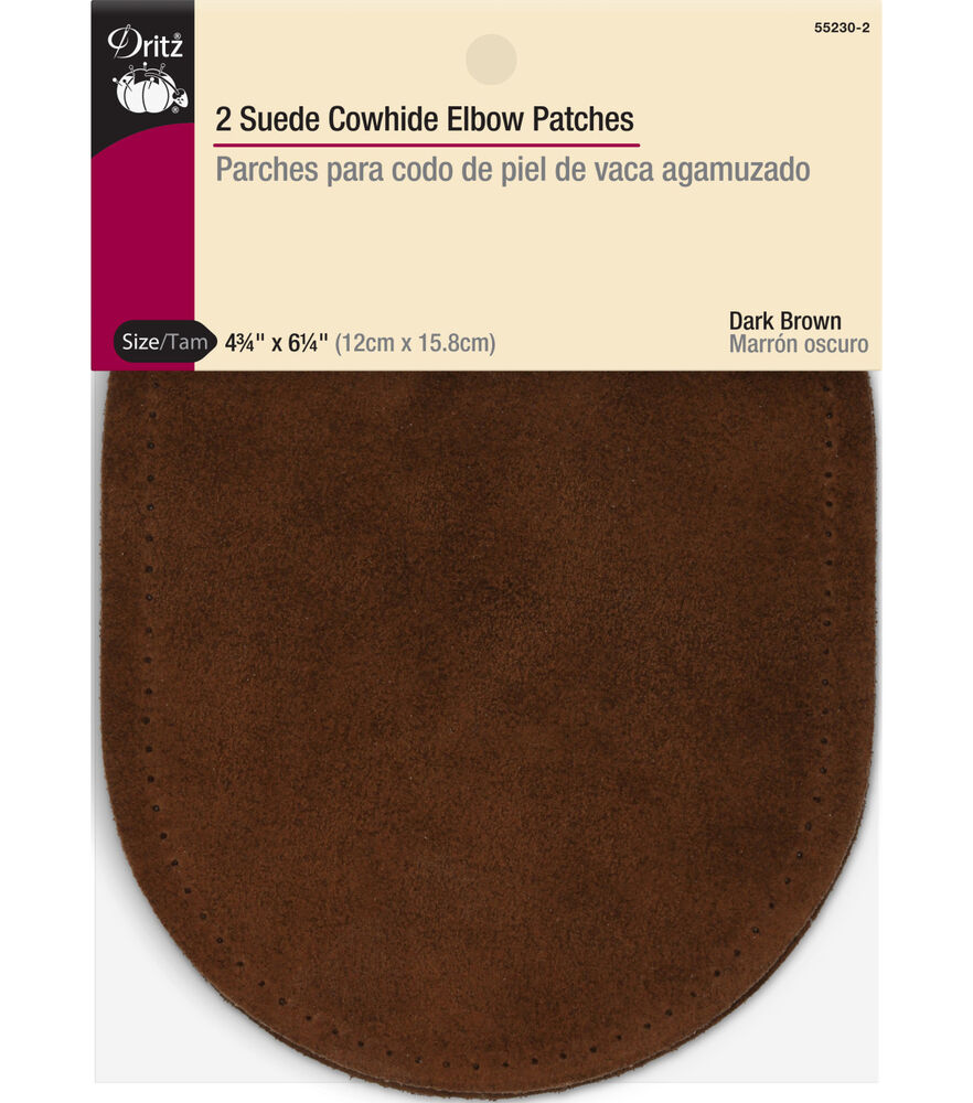Dritz Suede Cowhide Elbow Patches, 2 PC Dark Brown