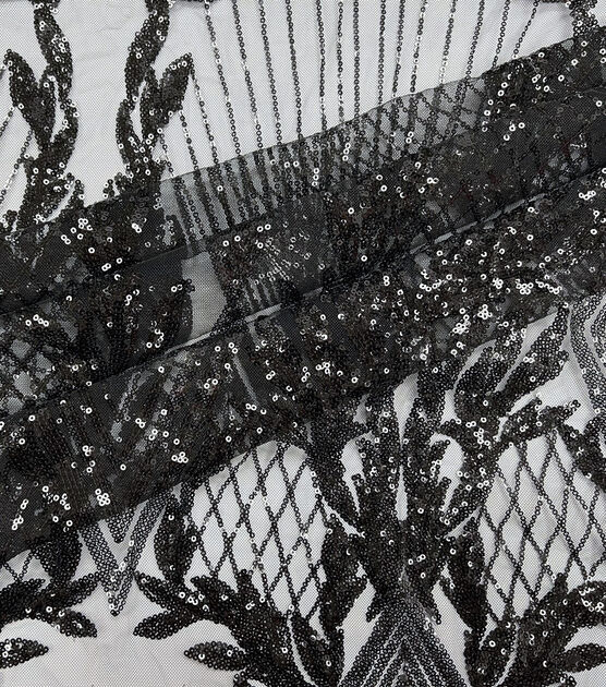 Tapestry Sequin Panel Black Mesh Fabric, , hi-res, image 5