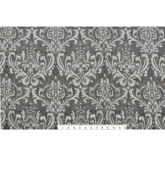Damask Grey Cotton Linen Blend Fabric, , hi-res, image 4