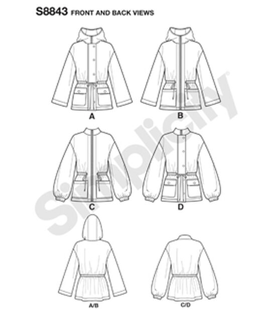 Simplicity S8843 Size XXS to 2XL Misses Anorak Jacket Sewing Pattern, , hi-res, image 8