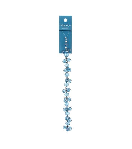 7" Blue Glass & Metal Crystal Dangle Bead Strand by hildie & jo
