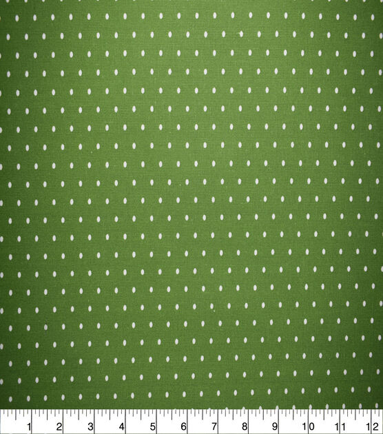 White Pin Dots on Green Quilt Cotton Fabric by Quilter's Showcase, , hi-res, image 2
