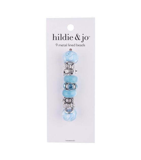 15mm Sea Blue Metal Lined Glass Beads 9ct by hildie & jo