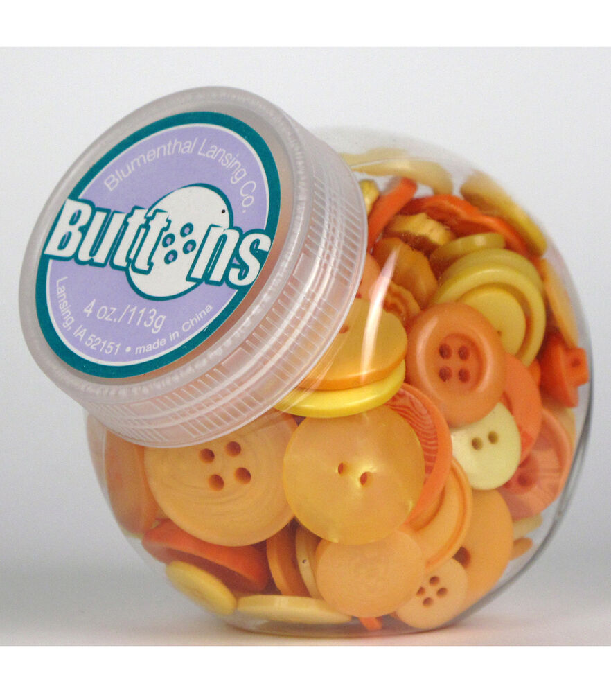 Blumenthal Lansing 4oz Plastic Jar With Assorted Buttons, Marigold, swatch