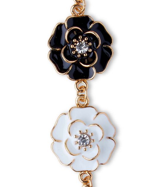 7" Black & White Metal Flower Strung Beads by hildie & jo, , hi-res, image 3