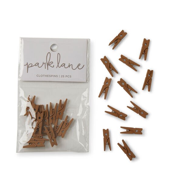 1" Brown Wood Clothespins 25pk by Park Lane, , hi-res, image 2