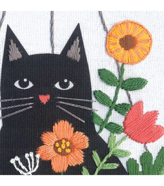 Dimensions Cat Floral Basic Embroidery Kit 6' Hoop, , hi-res, image 6
