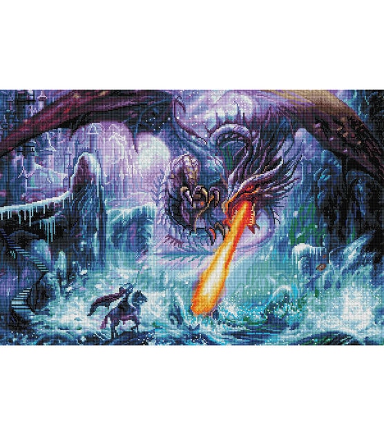 Diamond Art Club 30" x 20" Dragon Attack Painting Kit, , hi-res, image 2