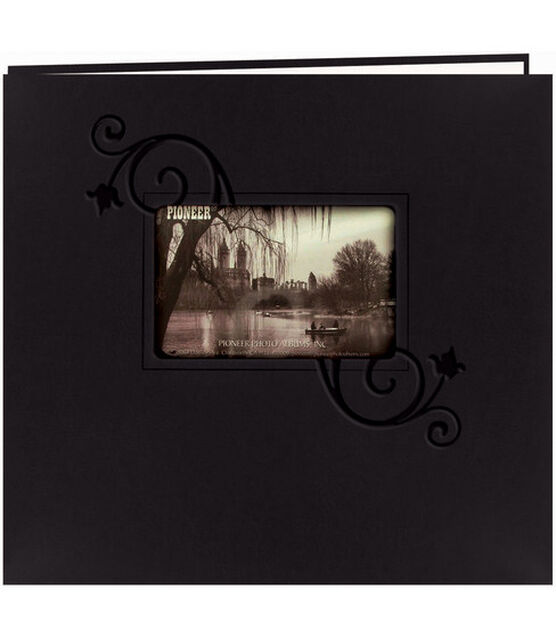 Pioneer 12"x12" Leatherette Postbound Album Black Floral