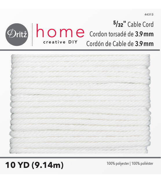 Dritz Home Cable Cord, 5/32" x 10 yd, White