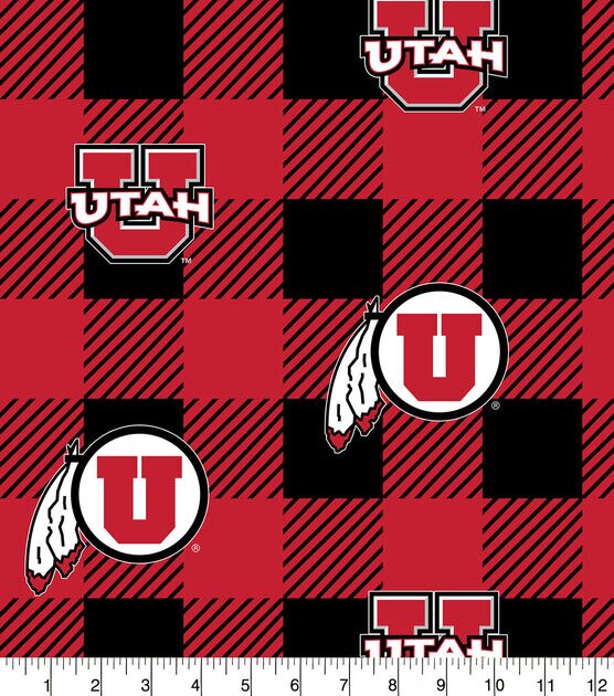 Utah Utes Fleece Fabric Buffalo Check