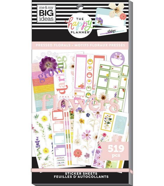 519pc Pressed Floral 30 Sheet Happy Planner Stickers