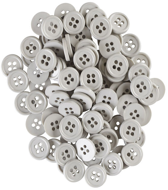 My Favorite Colors 1/2" Gray Round 4 Hole Buttons 100pk, , hi-res, image 2