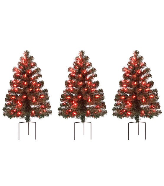 Mr. Christmas 2.5' Pre Lit Alexa Enabled Pathway Christmas Trees 3ct, , hi-res, image 2