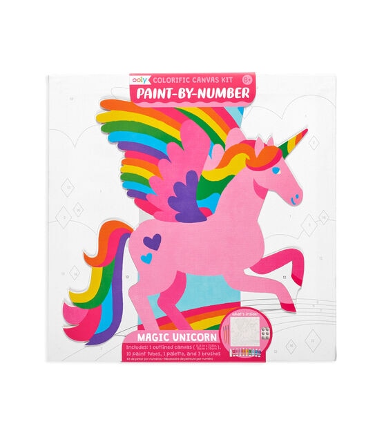 OOLY 12" x 12" Magic Unicorn Paint by Number Canvas Kit 15ct, , hi-res, image 1