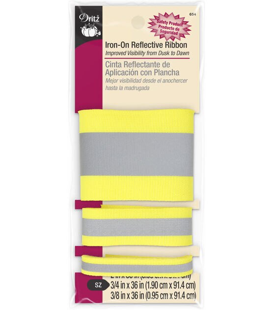 Dritz Reflective Iron-On Ribbon, Assorted Sizes, 3 pc