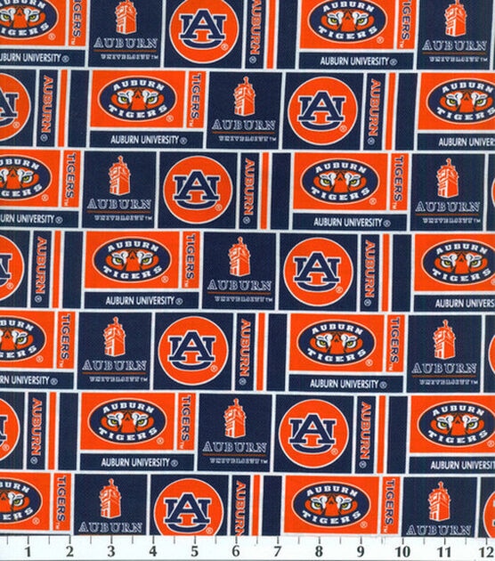 Auburn University Tigers Cotton Fabric Herringbone