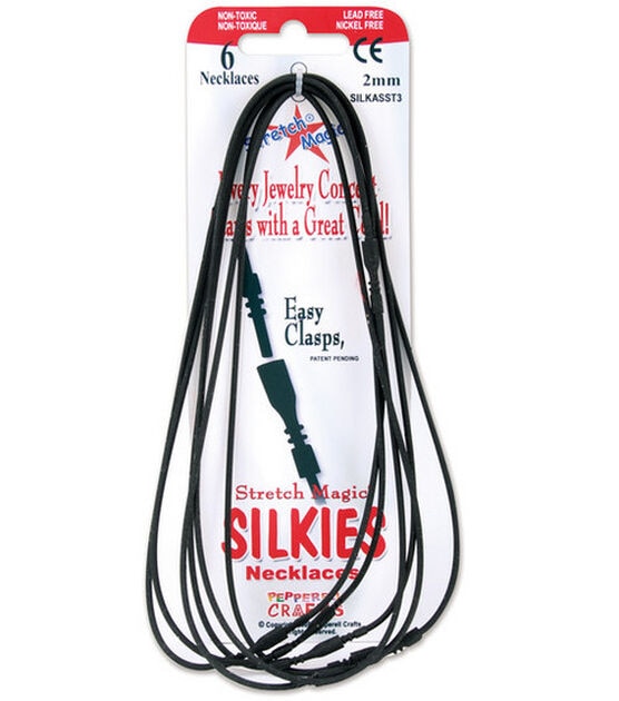 Pepperell Braiding Stretch Magic Silkies Necklace Cords Black & White