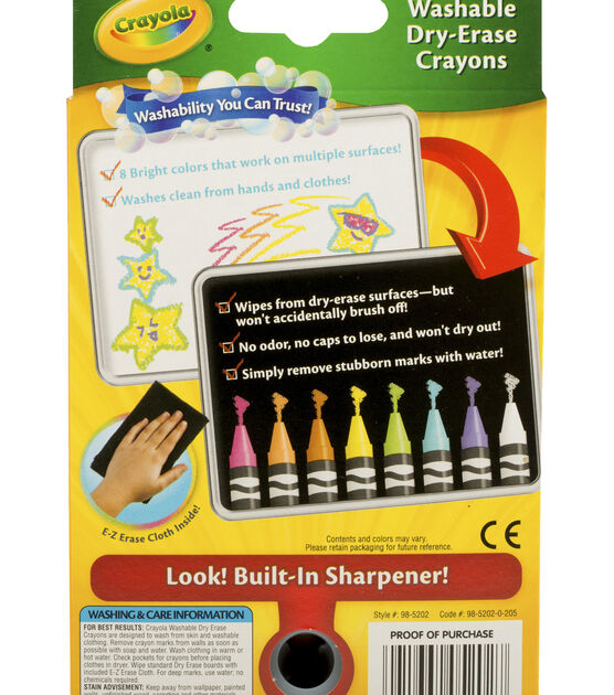 Crayola 8ct Bright Dry Erase Washable Crayons, , hi-res, image 2