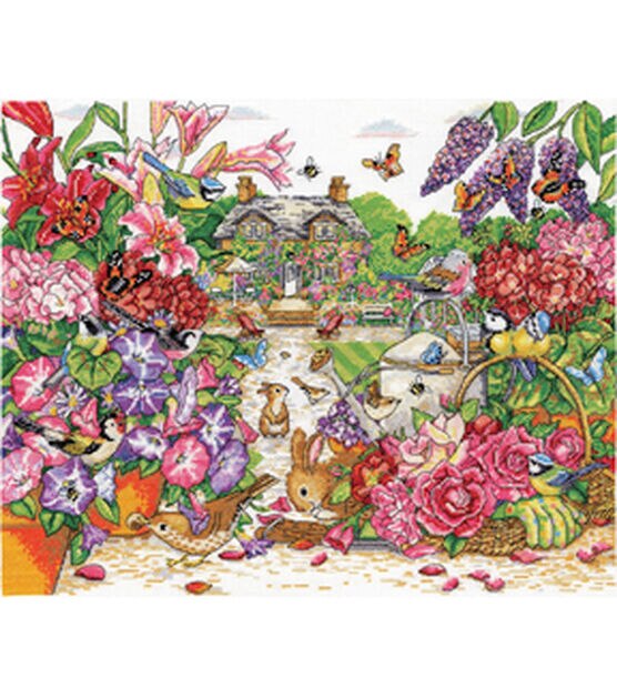 Design Works 18" x 14" Full Bloom Garden Counted Cross Stitch Kit, , hi-res, image 3