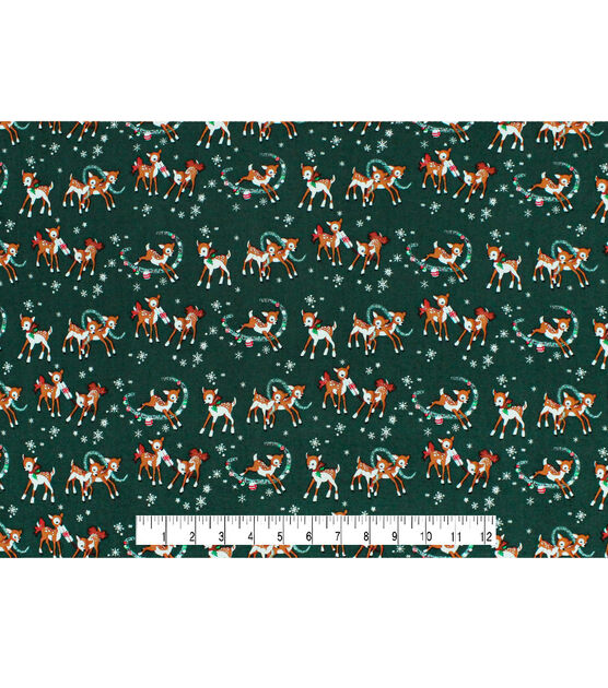 Reindeer on Green Christmas Cotton Fabric, , hi-res, image 4