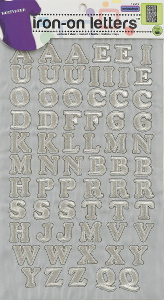 Dritz Iron-On Embroidered Letters, Cooper - Silver