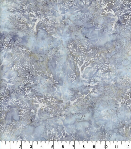 Ice Blue Branches Batik Cotton Fabric, , hi-res, image 2
