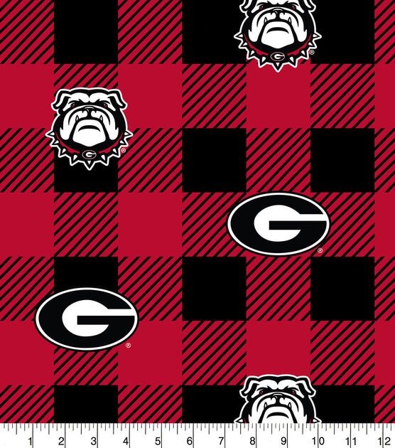 Georgia Bulldogs Fleece Fabric Buffalo Check
