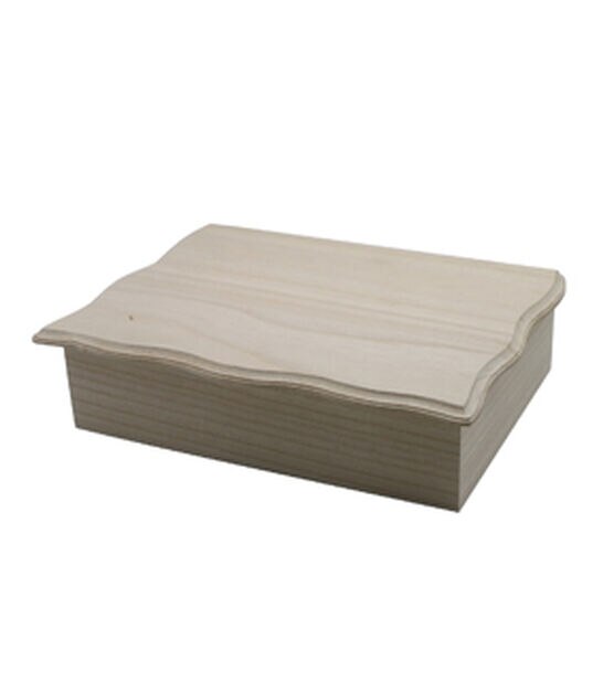 12" x 9" Ivory Wood Scallop Box by Park Lane