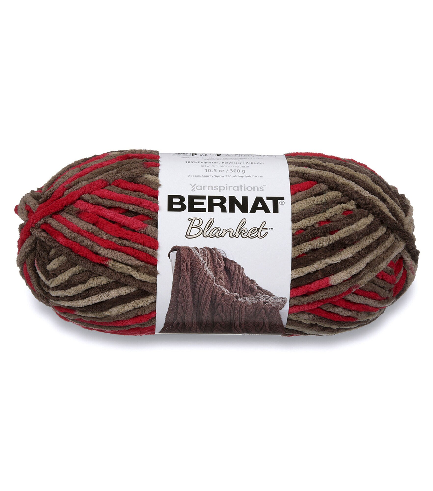 Bernat Big Ball Blanket 220yds Super Bulky Polyester Yarn, Raspberry Trifle, hi-res
