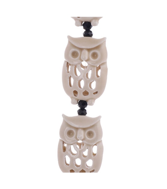 7" Ivory Ceramic Owl Strung Beads by hildie & jo, , hi-res, image 2