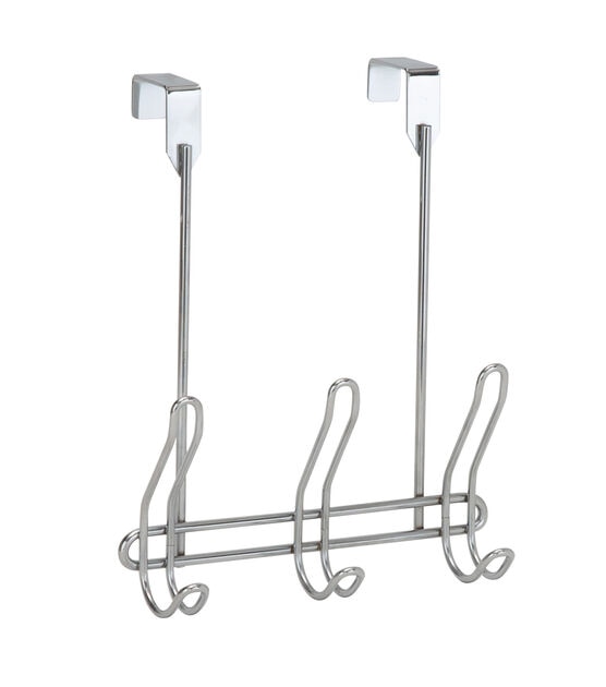 Simplify 11" Chrome Compact Over the Door 6 Hooks, , hi-res, image 1