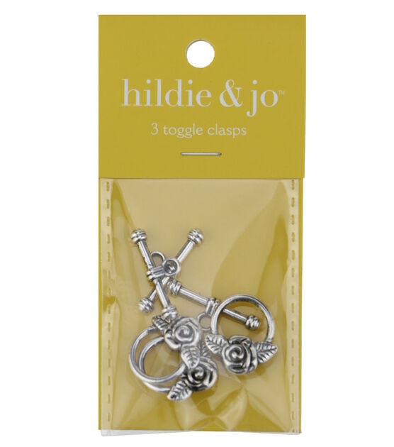 3pk Antique Silver Metal Rose Toggle Clasps by hildie & jo