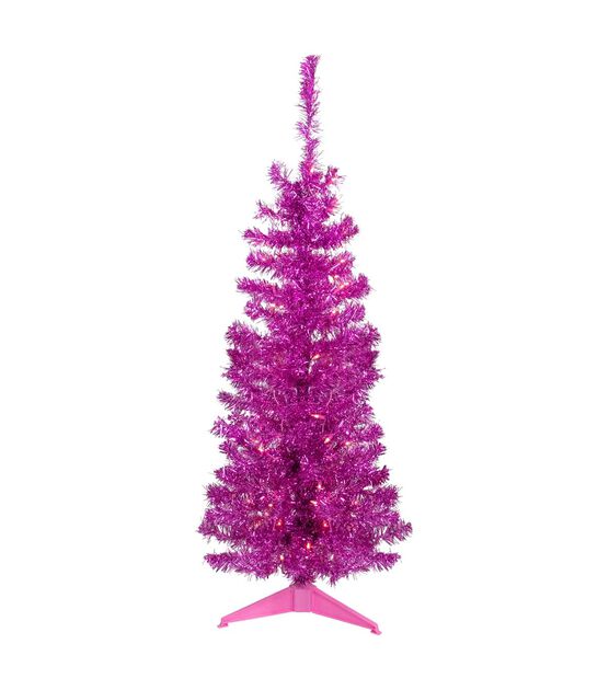 Northlight 4' Pre Lit Pink Tinsel Christmas Tree