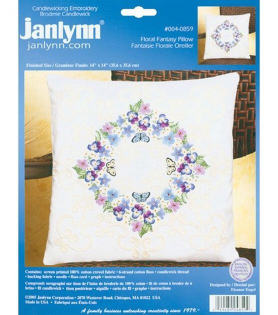 Janlynn 14" Floral Fantasy Pillow Candlewicking Embroidery Kit