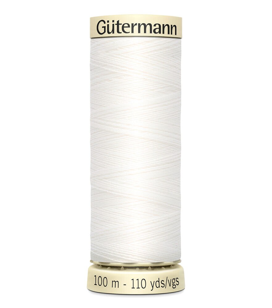 Gutermann 110yd Sew All 40wt Sew All Polyester Thread, 020 Nu White, swatch