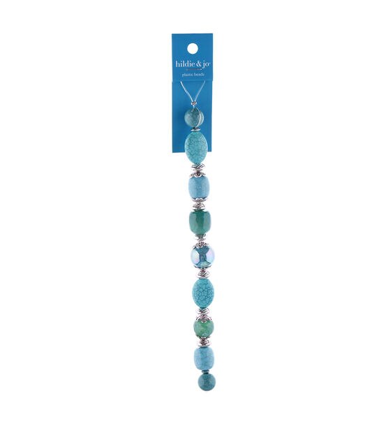 7" Turquoise & Silver Plastic Strung Beads by hildie & jo