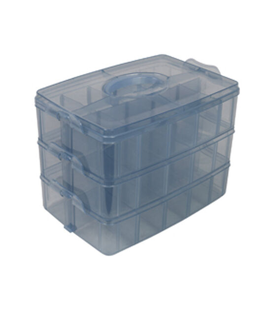 Everything Mary 10 Blue 30 Compartment Stackable Plastic Storage Box
