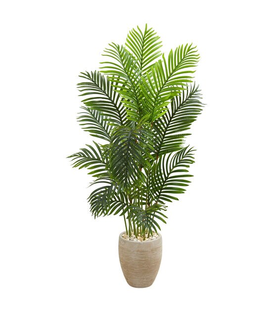 Nearly Natural 5ft. Paradise Palm Artificial Tree Sand Colored Planter