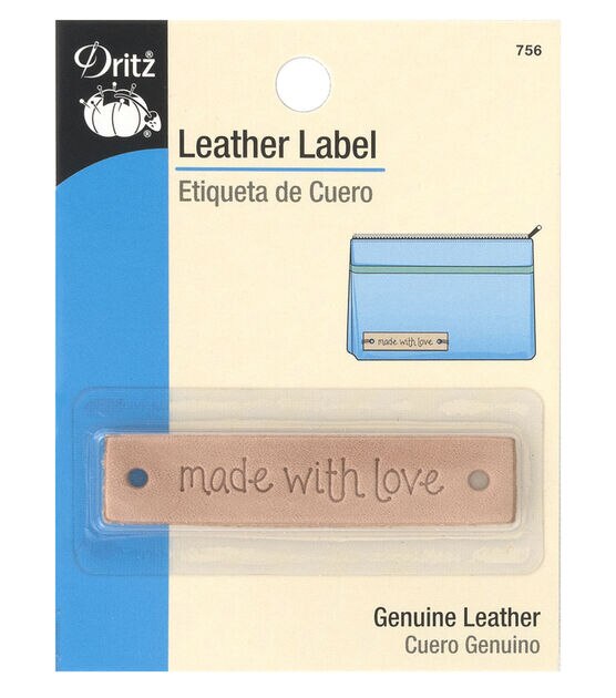 Dritz Rectangle "made with love" Leather Label, Neutral Color