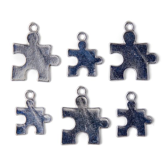 12mm x 5mm Silver Puzzle Charms 6ct by hildie & jo, , hi-res, image 2