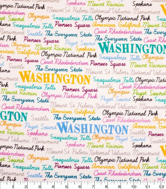 Washington Cotton Fabric Tossed Words