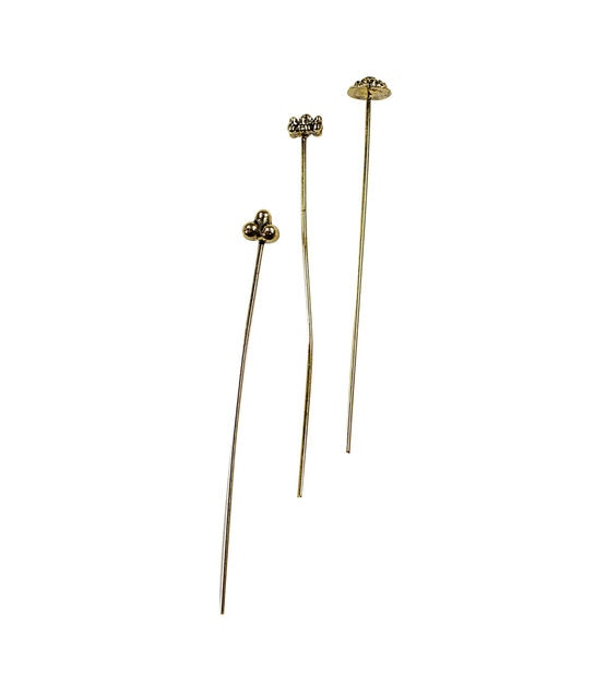 16ct Antique Gold Metal Decorative Head Pins by hildie & jo