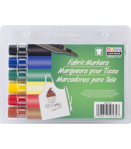 Marvy Uchida Fabric Marker Broad Tip 6 Pkg, , hi-res, image 1