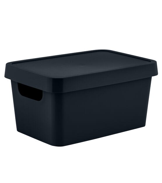 Simplify 10" Charcoal Vinto Storage Box With Lid