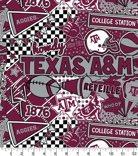 Texas A&M University Aggies Cotton Fabric Pop Art