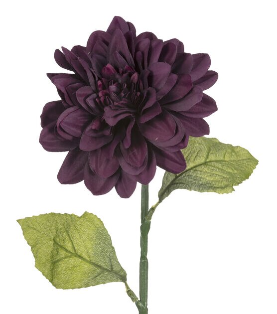 6 Blooming Deep Purple Dahlia, Artificial Flower Stem, Floral